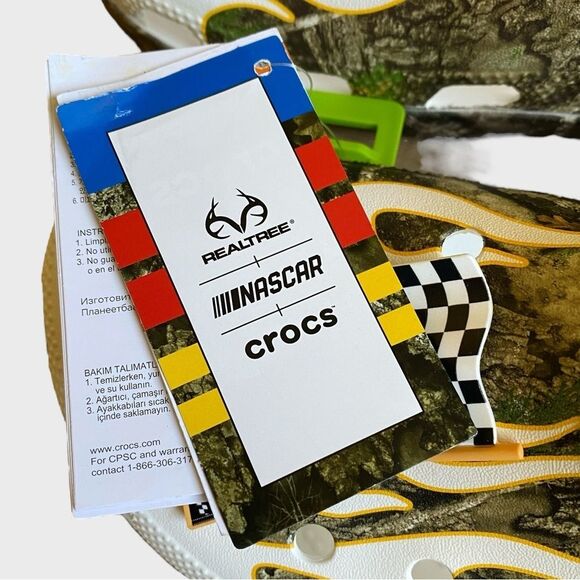 NEW Crocs Nascar Realtree Classic Clogs Size Men's 9 Women's 11 Camo Racing - Picture 12 of 13